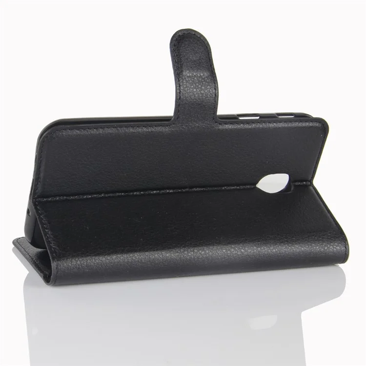 Litchi Skin Wallet Leather Flip Case with Stand for Samsung Galaxy J7 (2017) EU Version - Black-Cellmalls