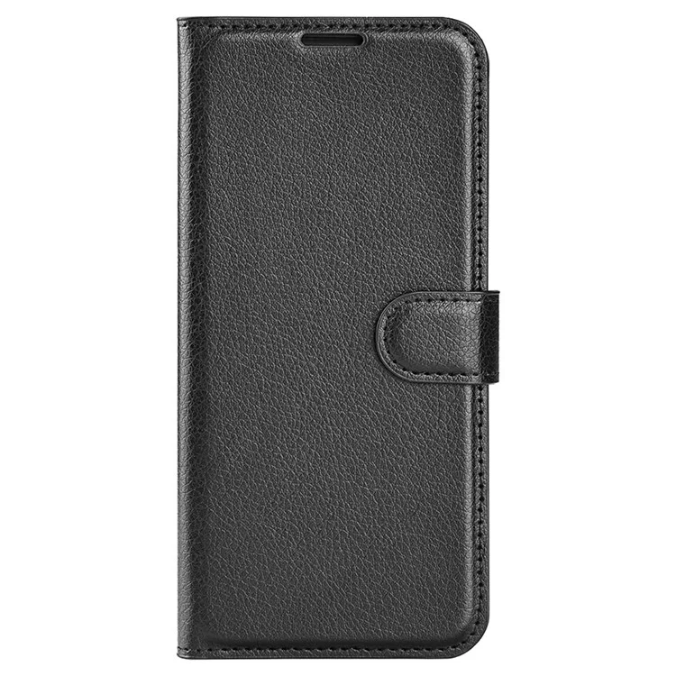 For Samsung Galaxy M13 4G Anti-scratch Litchi Texture PU Leather Case, Shockproof Wallet Stand Folio Flip Phone Cover - Black-Cellmalls