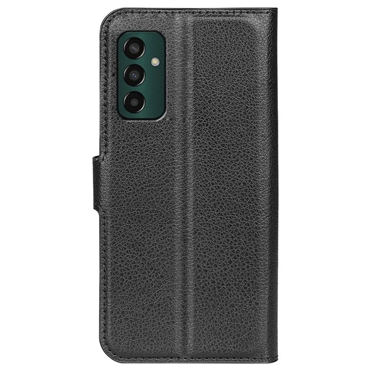 For Samsung Galaxy M13 4G Anti-scratch Litchi Texture PU Leather Case, Shockproof Wallet Stand Folio Flip Phone Cover - Black-Cellmalls