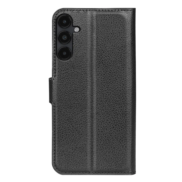 PU Leather Phone Shell for Samsung Galaxy M14 5G Litchi Texture Wallet Cover Stand Phone Case - Black-Cellmalls