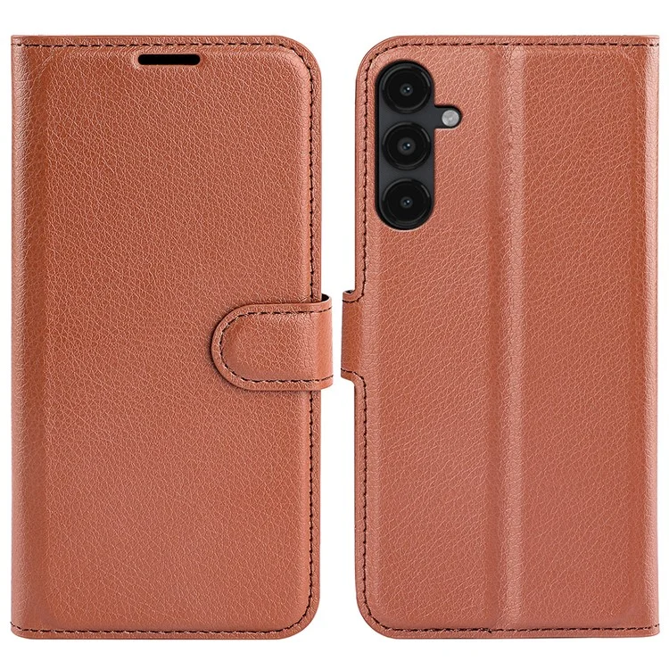 PU Leather Phone Shell for Samsung Galaxy M14 5G Litchi Texture Wallet Cover Stand Phone Case - Black-Cellmalls