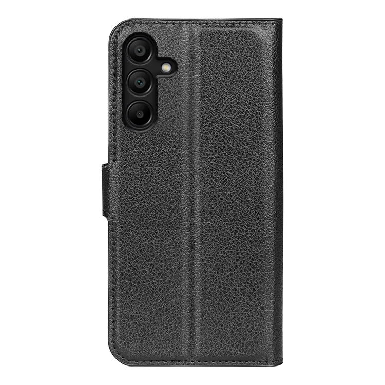 For Samsung Galaxy M15 5G Case Litchi Texture Leather Phone Cover Card Slot Magnetic Clasp - Black-Cellmalls