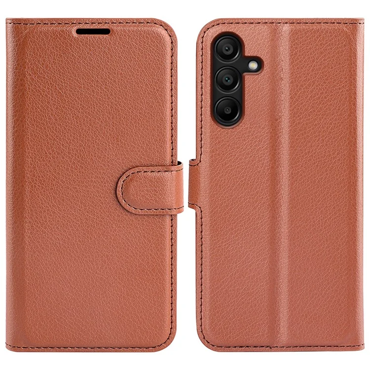 For Samsung Galaxy M15 5G Case Litchi Texture Leather Phone Cover Card Slot Magnetic Clasp - Black-Cellmalls