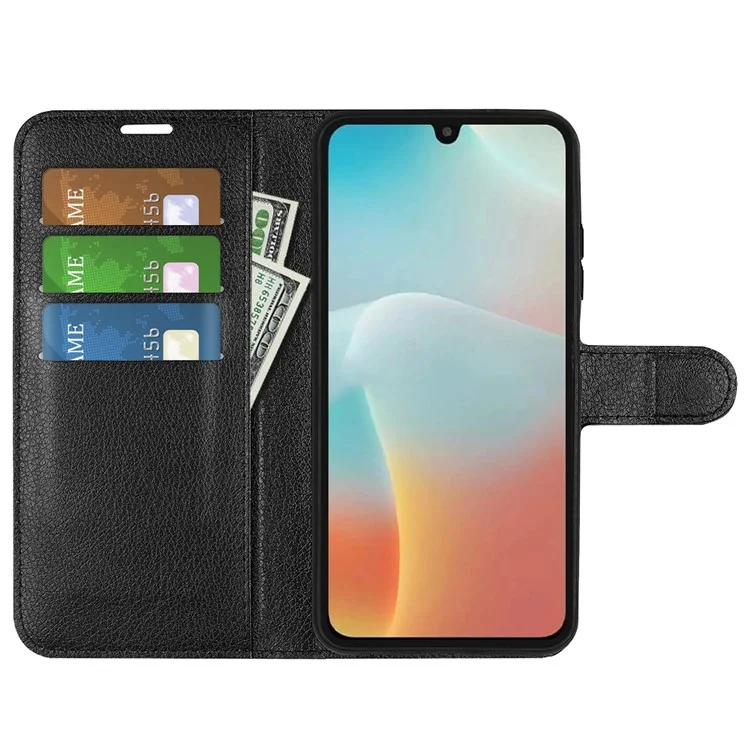 For Samsung Galaxy M16 5G Case Litchi Texture Shockproof Leather Wallet Phone Cover - Black-Cellmalls