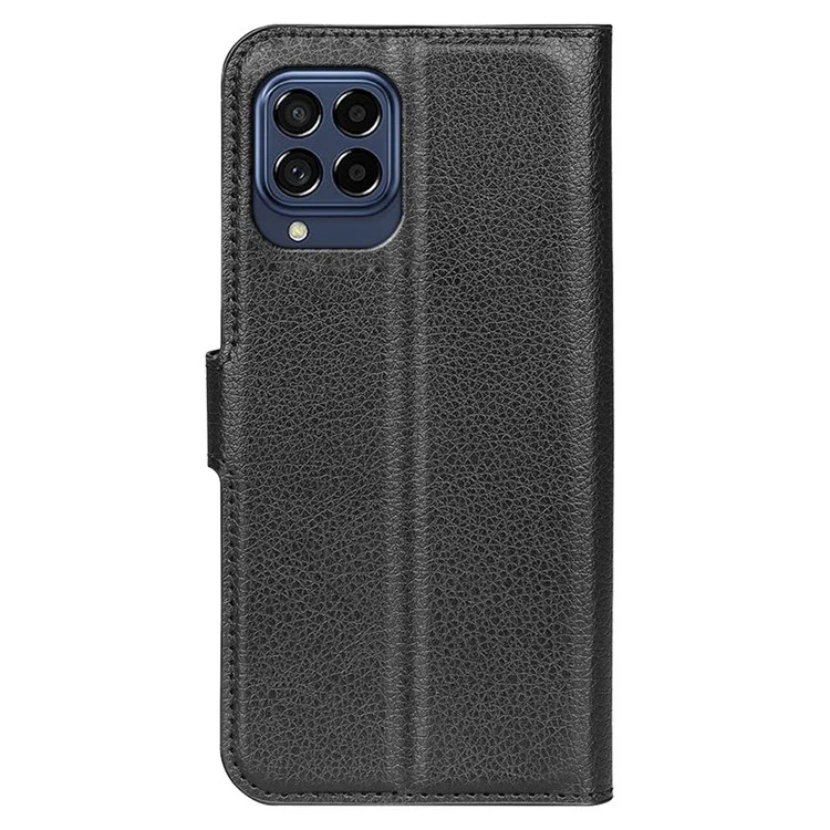 For Samsung Galaxy M33 5G (Global Version) Litchi Texture Leather Case Shockproof Stand Wallet Phone Protective Cover - Black-Cellmalls