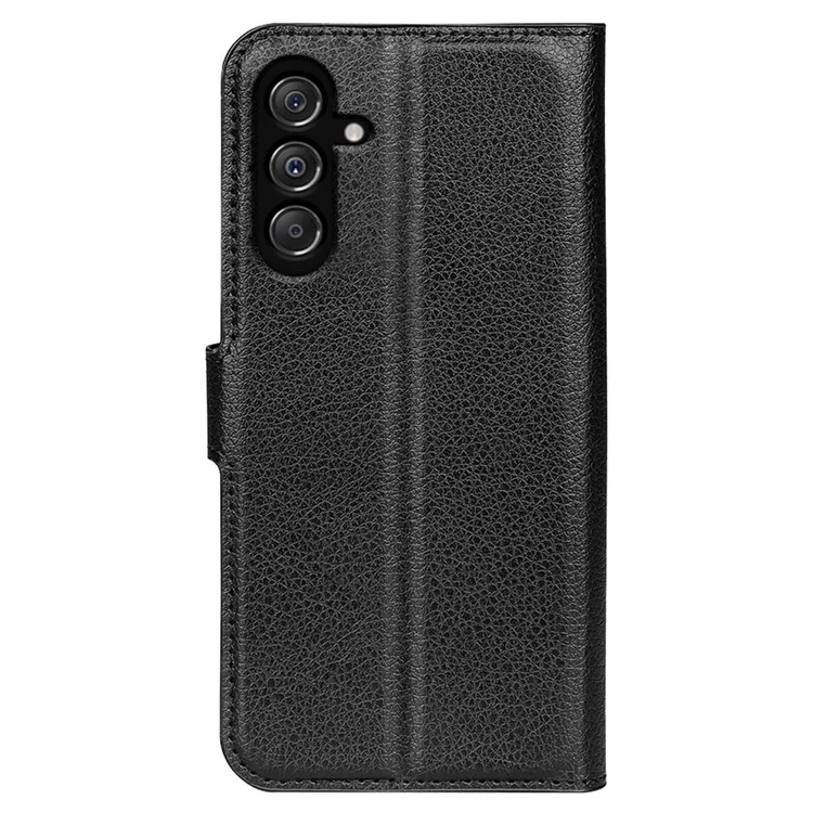 For Samsung Galaxy F34 5G / M34 5G Phone Case Anti-Scratch Stand PU Leather Wallet Litchi Texture Protective Cover - Black-Cellmalls