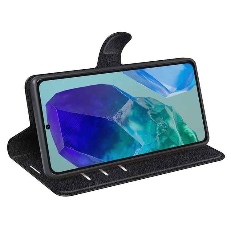 For Samsung Galaxy M55 5G / C55 5G / F55 5G Case Litchi Texture Card Slot Leather Phone Cover with Wallet - Black-Cellmalls