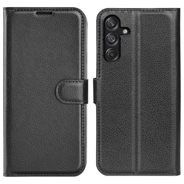 For Samsung Galaxy M55 5G / C55 5G / F55 5G Case Litchi Texture Card Slot Leather Phone Cover with Wallet - Black-Cellmalls