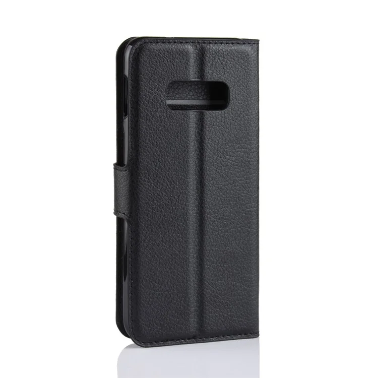 Litchi Skin Wallet Leather Stand Case for Samsung Galaxy S10e - Black-Cellmalls