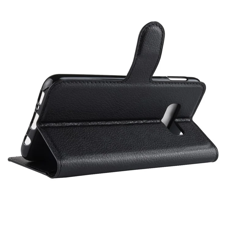 Litchi Skin Wallet Leather Stand Case for Samsung Galaxy S10e - Black-Cellmalls