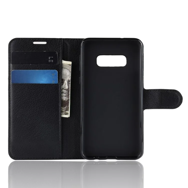 Litchi Skin Wallet Leather Stand Case for Samsung Galaxy S10e - Black-Cellmalls