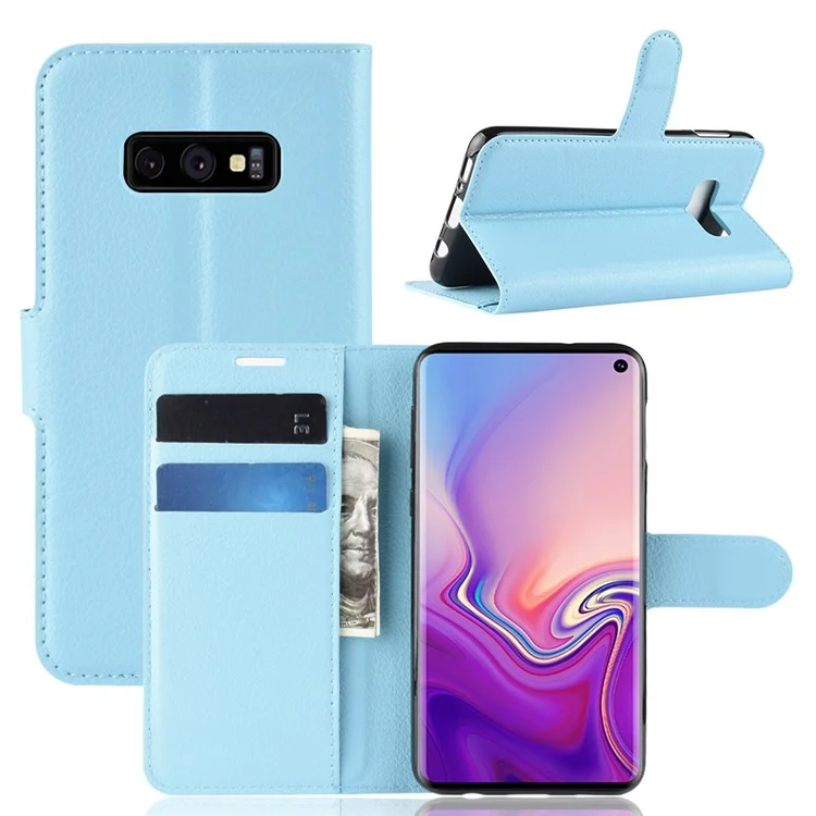 Litchi Skin Wallet Leather Stand Case for Samsung Galaxy S10e - Black-Cellmalls