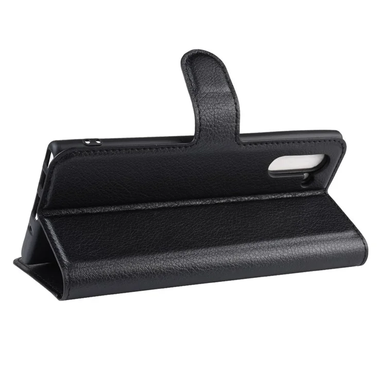 Litchi Texture Wallet Leather Phone Cover for Samsung Galaxy Note 10 / Note 10 5G - Black-Cellmalls
