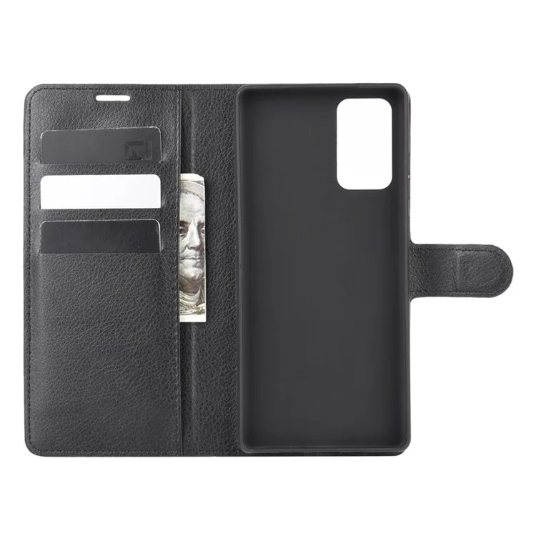 Litchi Skin with Wallet Leather Cover for Samsung Galaxy Note 20 / Note 20 5G - Black-Cellmalls