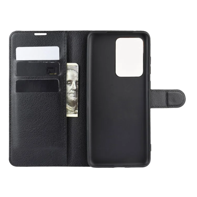 Litchi Skin Wallet Leather Stand Case for Samsung Galaxy S20 Ultra - Black-Cellmalls