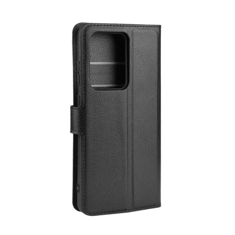 Litchi Skin Wallet Leather Stand Case for Samsung Galaxy S20 Ultra - Black-Cellmalls