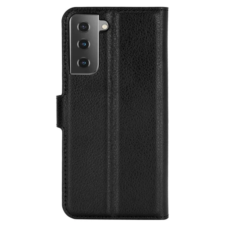 Litchi Grain Wallet Stand Leather Protective Phone Shell for Samsung Galaxy S21 5G / S21 4G with Multi-Color Design - Black-Cellmalls