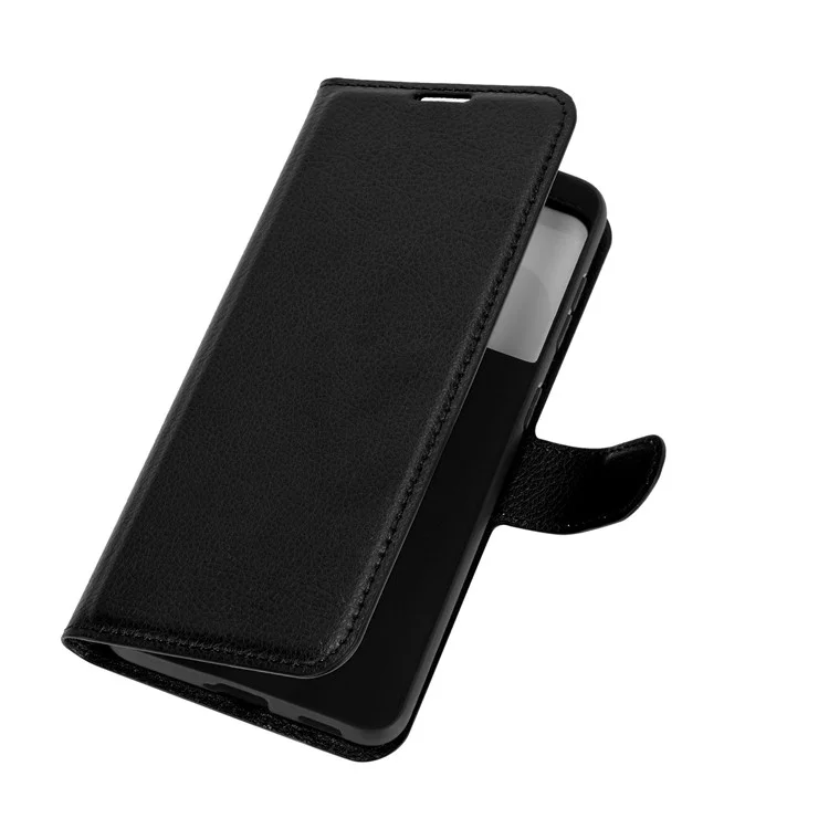 Litchi Texture Leather Phone Protective Cover with Wallet Stand Design for Samsung Galaxy S21+ 5G - Black-Cellmalls
