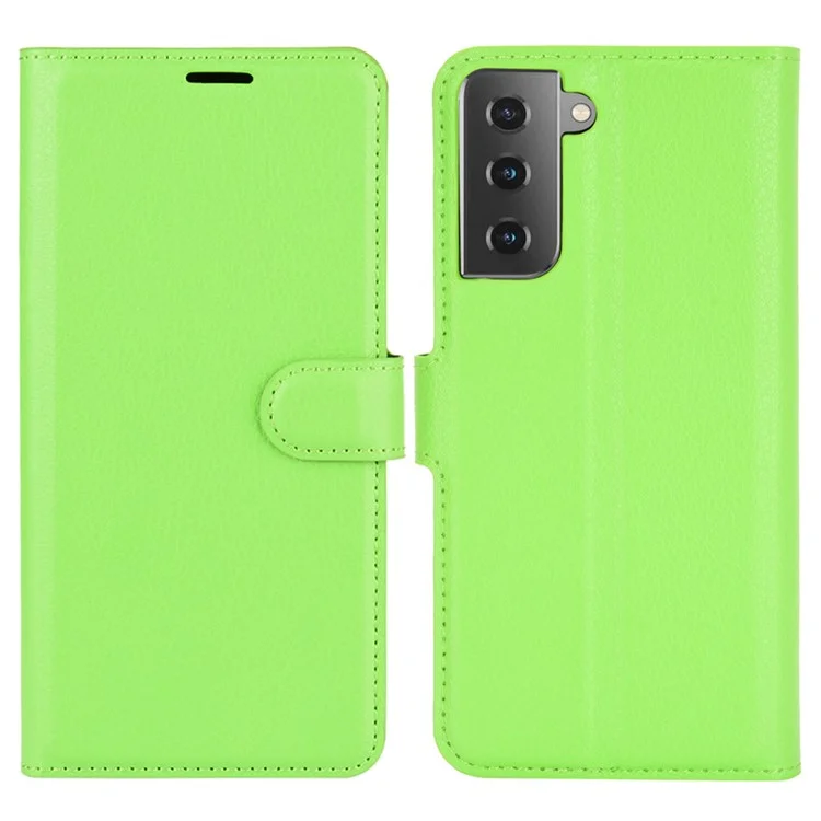 Litchi Grain Wallet Stand Leather Protective Phone Shell for Samsung Galaxy S21 5G / S21 4G with Multi-Color Design - Black-Cellmalls