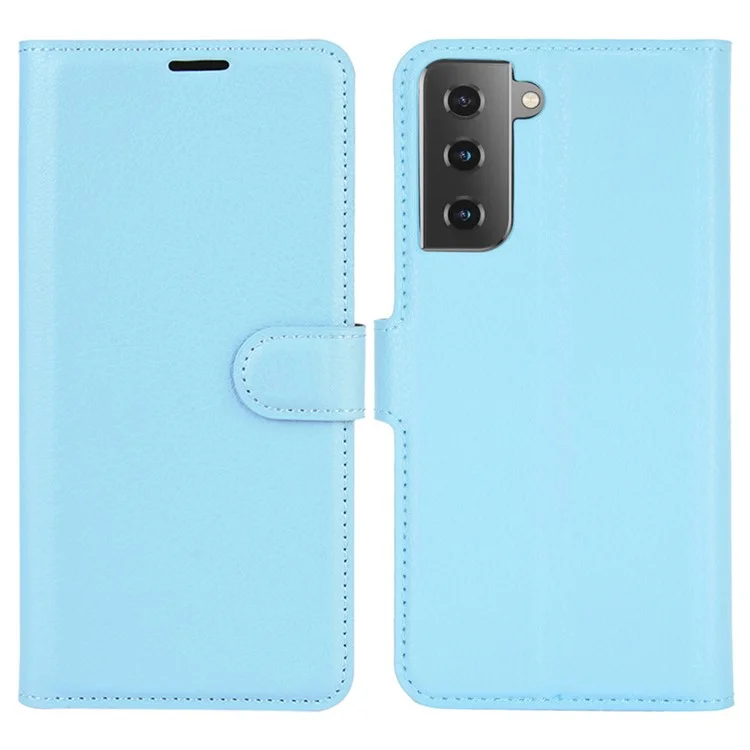 Litchi Grain Wallet Stand Leather Protective Phone Shell for Samsung Galaxy S21 5G / S21 4G with Multi-Color Design - Black-Cellmalls