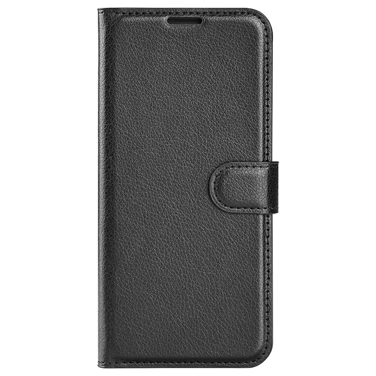 Wallet Design Litchi Texture Leather Phone Case Folio Flip Cover with Stand for Samsung Galaxy S21 FE - Black-Cellmalls