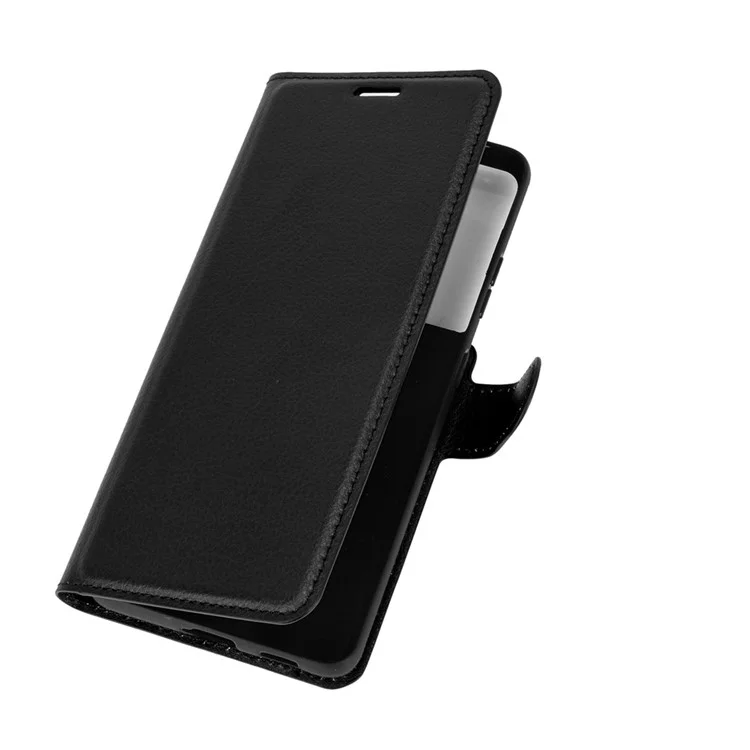 Litchi Texture Leather Phone Protective Cover with Wallet Stand Design for Samsung Galaxy S21 Ultra 5G - Black-Cellmalls