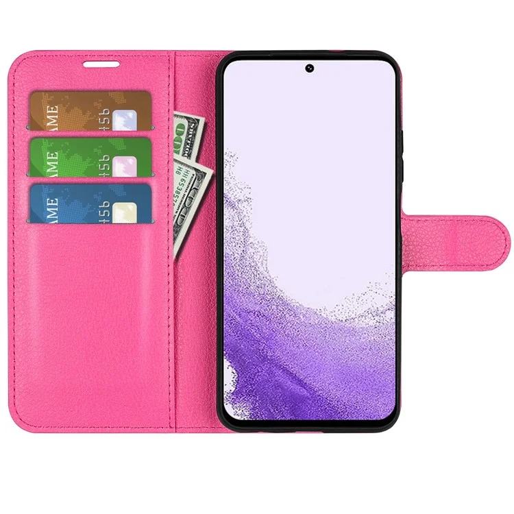 For Samsung Galaxy S23 Anti-scratch Litchi Texture PU Leather Full Protection Case Flip Stand Wallet Phone Cover - Rose-Cellmalls