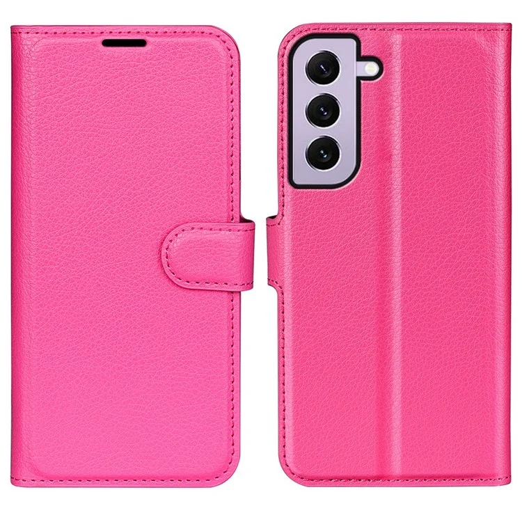 For Samsung Galaxy S23 Anti-scratch Litchi Texture PU Leather Full Protection Case Flip Stand Wallet Phone Cover - Rose-Cellmalls