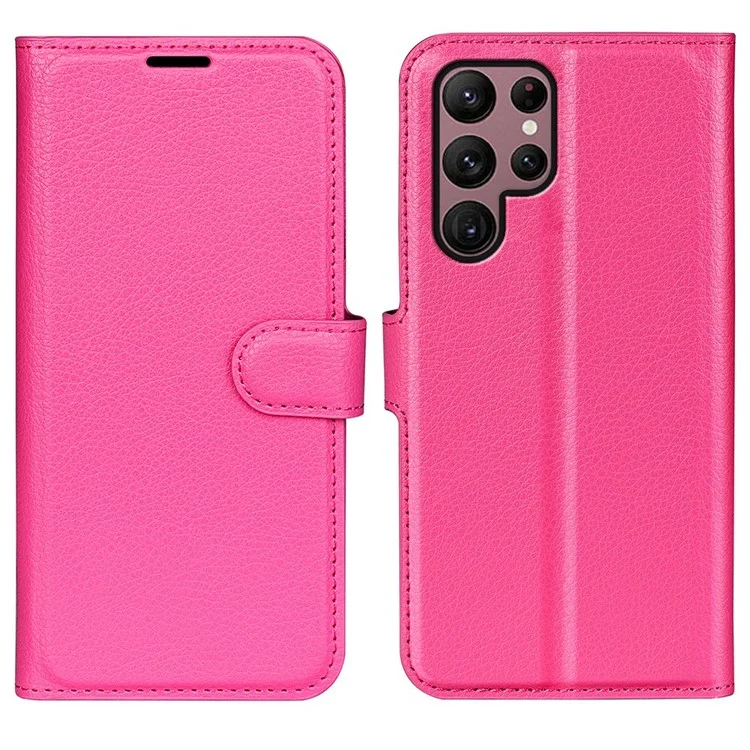 For Samsung Galaxy S23 Ultra Mobile Phone Case Litchi Texture PU Leather Full Protection Flip Stand Wallet Phone Cover - Brown-Cellmalls