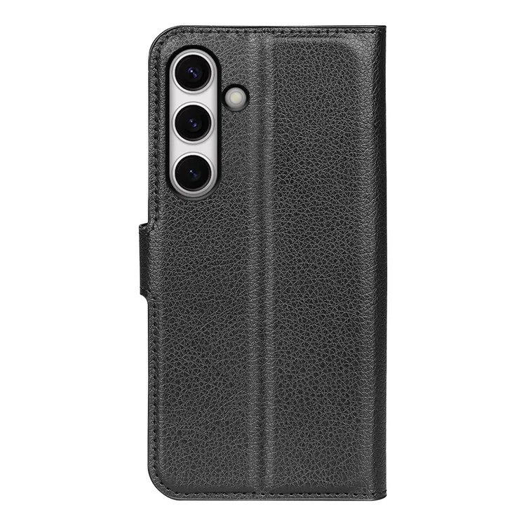 For Samsung Galaxy S24 FE Wallet Phone Case Litchi Texture Anti-Drop Leather Folio Flip Cover - Black-Cellmalls
