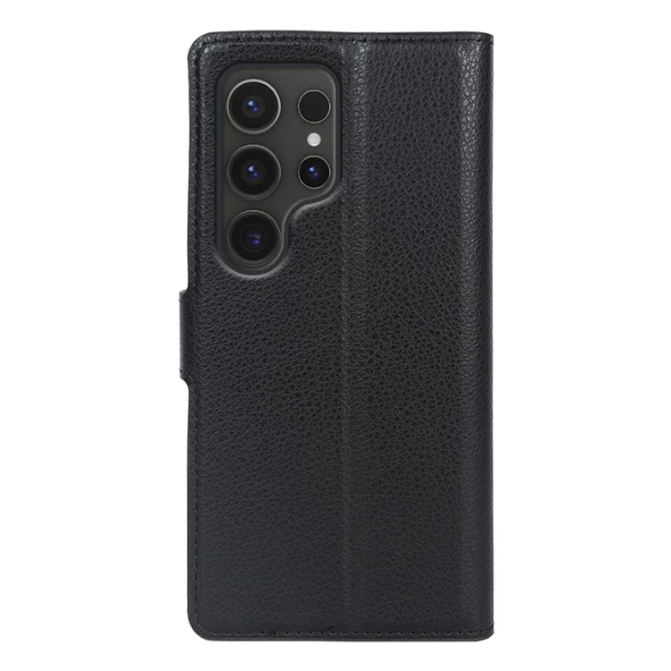 For Samsung Galaxy S24 Ultra Case Litchi Texture Wallet Phone Cover with Stand - Black-Cellmalls