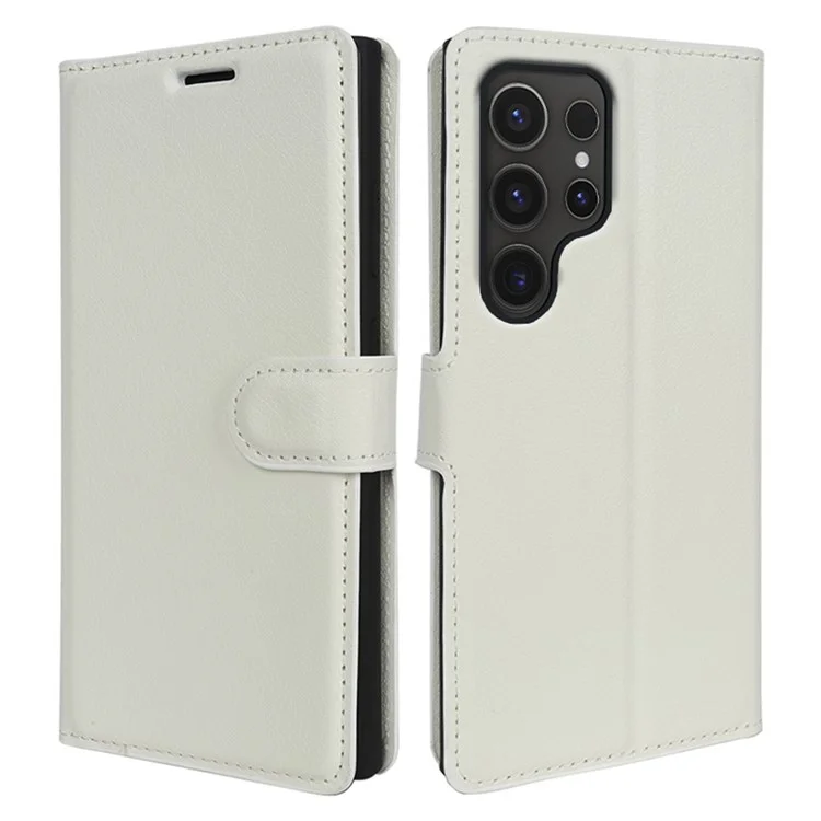 For Samsung Galaxy S24 Ultra Case Litchi Texture Wallet Phone Cover with Stand - Black-Cellmalls