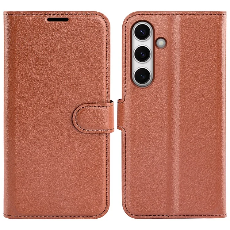 For Samsung Galaxy S24 FE Wallet Phone Case Litchi Texture Anti-Drop Leather Folio Flip Cover - Black-Cellmalls