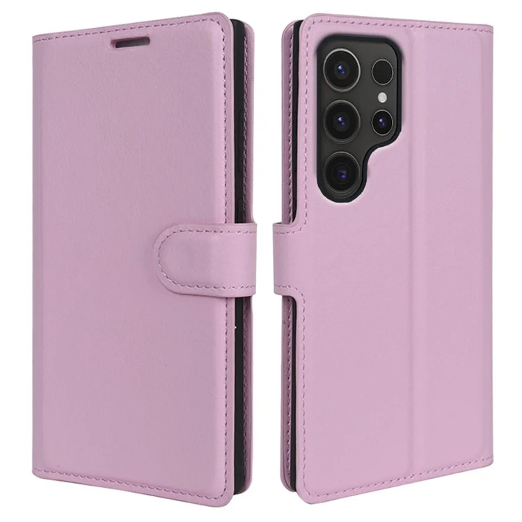 For Samsung Galaxy S24 Ultra Case Litchi Texture Wallet Phone Cover with Stand - Black-Cellmalls