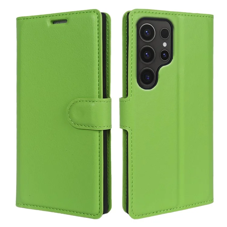 For Samsung Galaxy S24 Ultra Case Litchi Texture Wallet Phone Cover with Stand - Black-Cellmalls