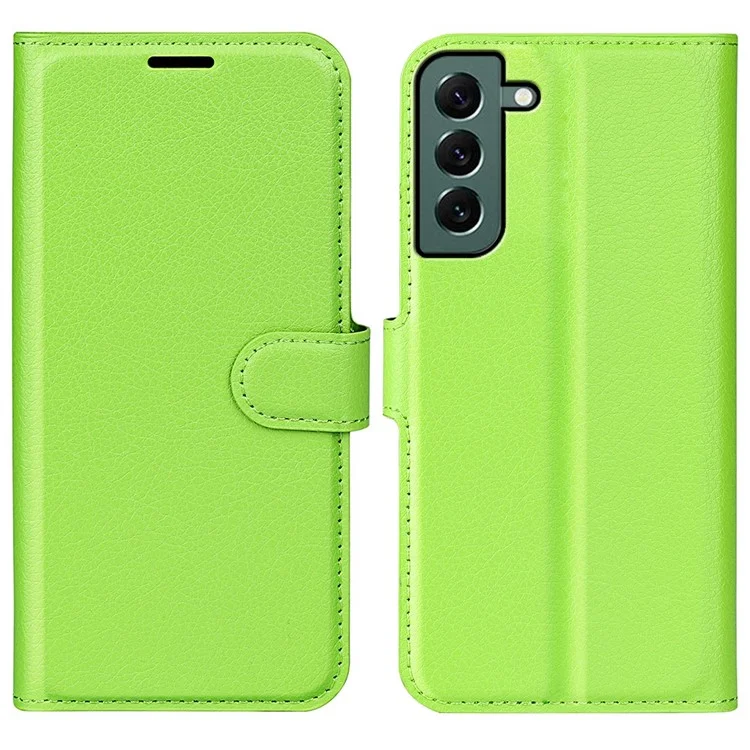 For Samsung Galaxy S23+ Full Protection Case Flip Stand Wallet Anti-scratch Litchi Texture PU Leather Phone Cover - Green-Cellmalls