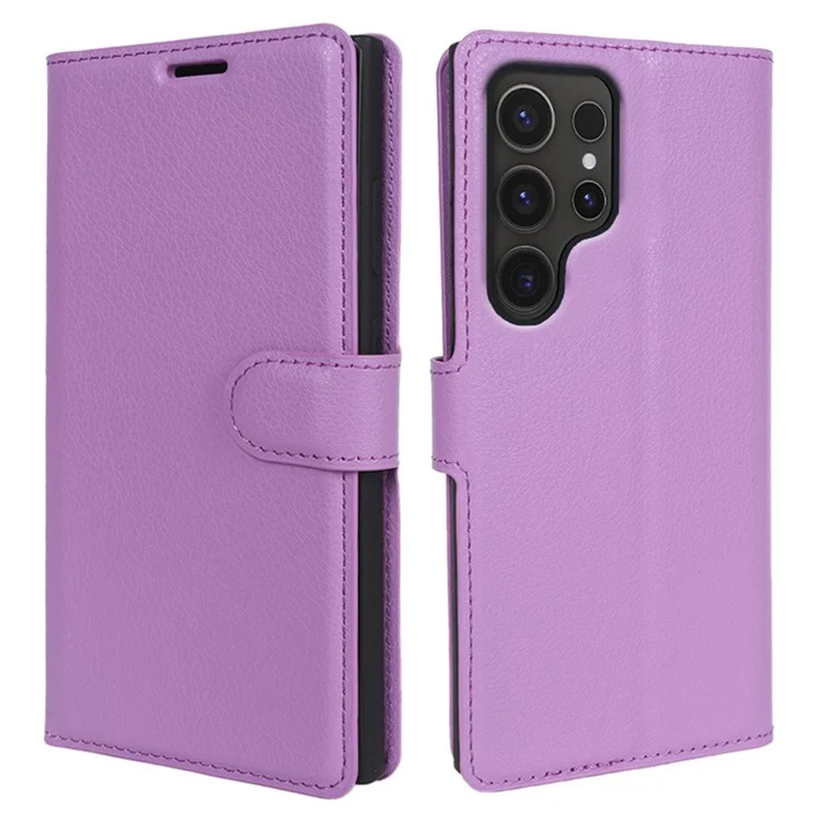 For Samsung Galaxy S24 Ultra Case Litchi Texture Wallet Phone Cover with Stand - Black-Cellmalls