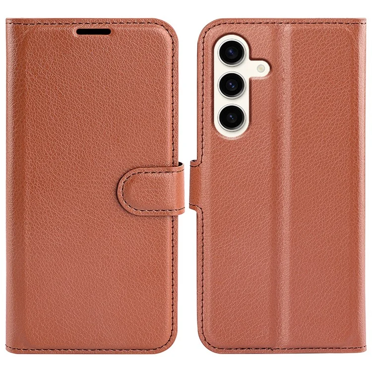 For Samsung Galaxy S24+ Case Wallet Stand Litchi Texture Phone Cover - Black-Cellmalls