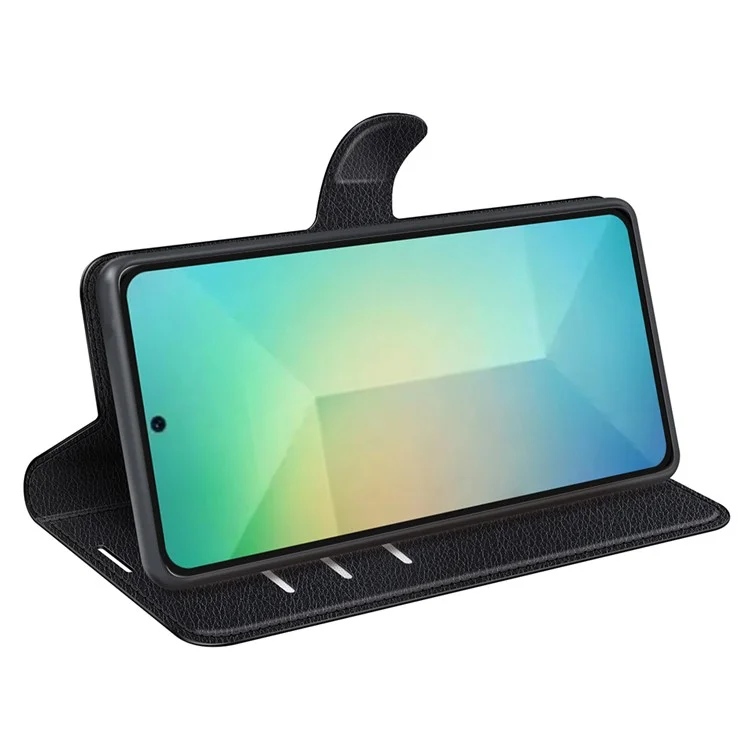 For Samsung Galaxy S25 Case Litchi Texture Shockproof Leather Wallet Phone Cover - Black-Cellmalls