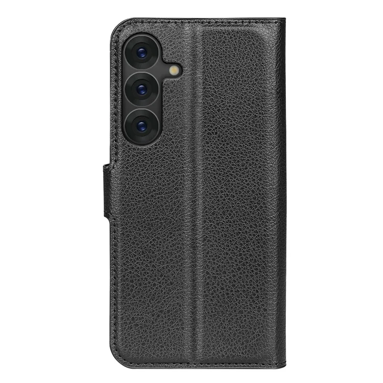 For Samsung Galaxy S25 Case Litchi Texture Shockproof Leather Wallet Phone Cover - Black-Cellmalls