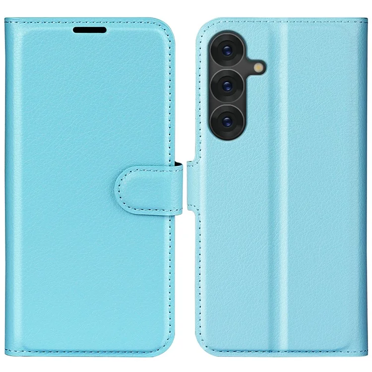 For Samsung Galaxy S25 Case Litchi Texture Shockproof Leather Wallet Phone Cover - Black-Cellmalls