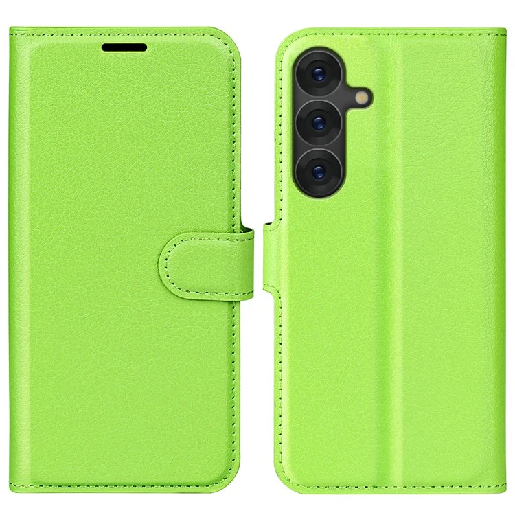 For Samsung Galaxy S25 Case Litchi Texture Shockproof Leather Wallet Phone Cover - Black-Cellmalls