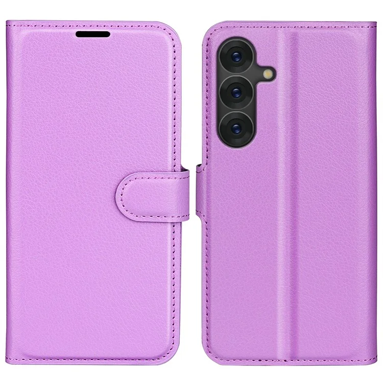 For Samsung Galaxy S25 Case Litchi Texture Shockproof Leather Wallet Phone Cover - Black-Cellmalls