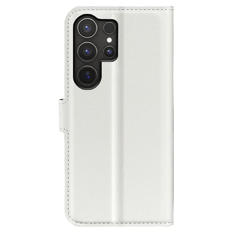 For Samsung Galaxy S25 Ultra Case Litchi Texture Shockproof Leather Wallet Phone Cover - White-Cellmalls