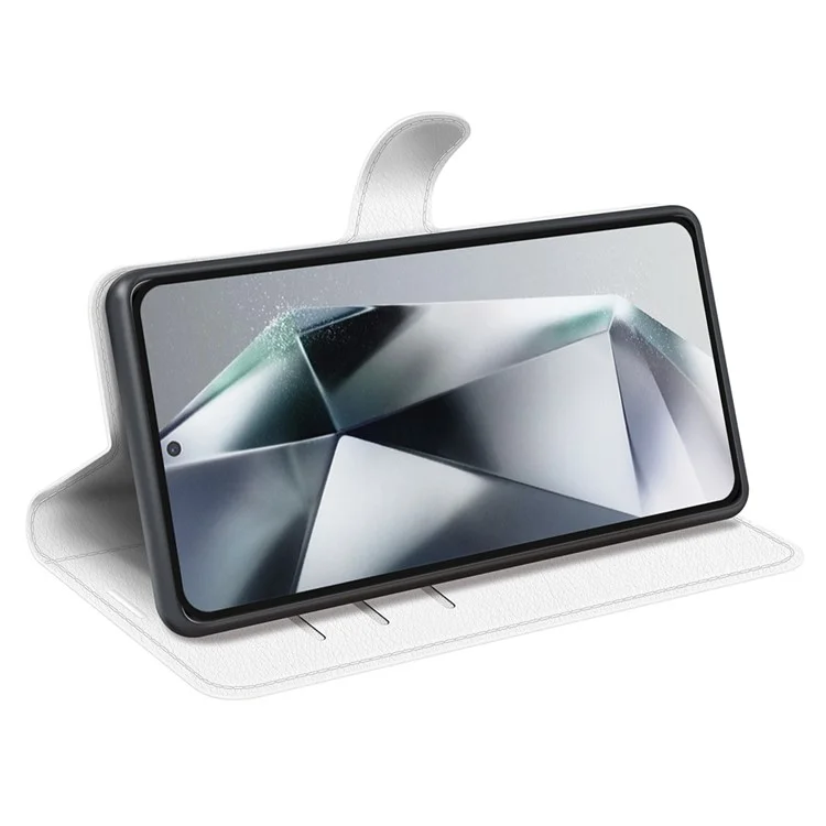 For Samsung Galaxy S25 Ultra Case Litchi Texture Shockproof Leather Wallet Phone Cover - White-Cellmalls