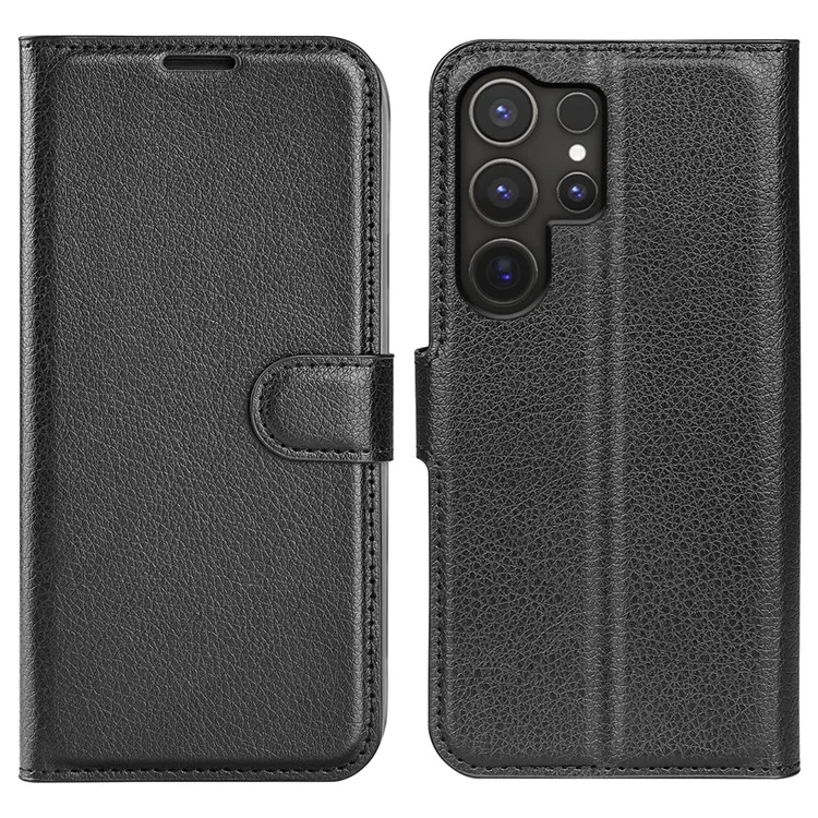 For Samsung Galaxy S25 Ultra Case Litchi Texture Shockproof Leather Wallet Phone Cover - White-Cellmalls