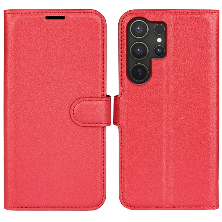 For Samsung Galaxy S25 Ultra Case Litchi Texture Shockproof Leather Wallet Phone Cover - White-Cellmalls