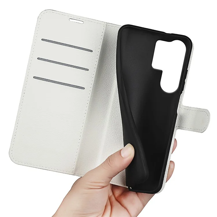 For Samsung Galaxy S25 Ultra Case Litchi Texture Shockproof Leather Wallet Phone Cover - White-Cellmalls