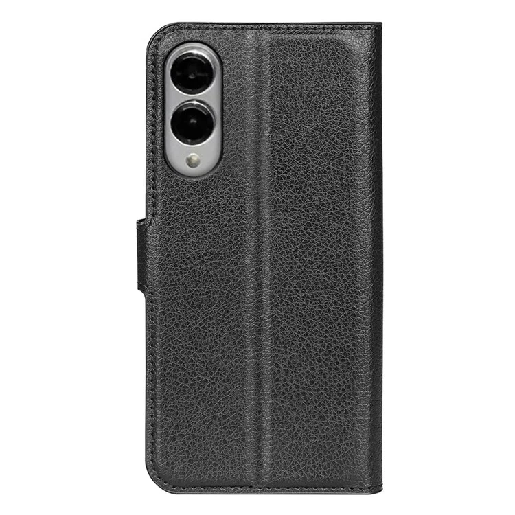 For Samsung Galaxy S25 Edge Case Litchi Texture Shockproof Leather Wallet Phone Cover - Black-Cellmalls