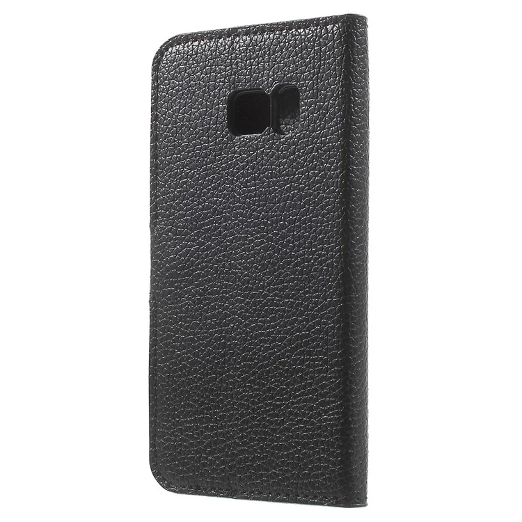 Litchi Wallet Stand Leather Case for Samsung Galaxy S7 - Black-Cellmalls